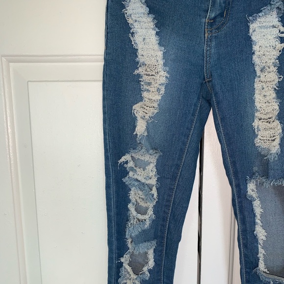Light Medium Wash Distressed Jeans - Picture 2 of 9